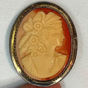 925 Silver Vintage Cameo Pendant (020)